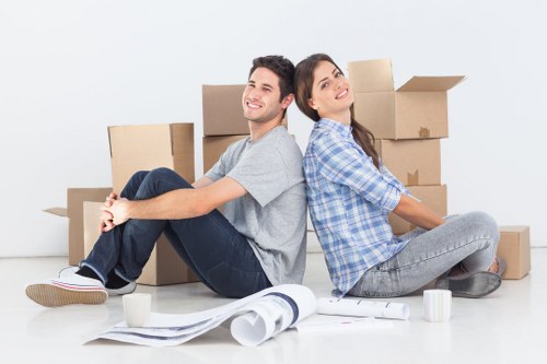Cranford commercial move setup with organized office furniture and storage