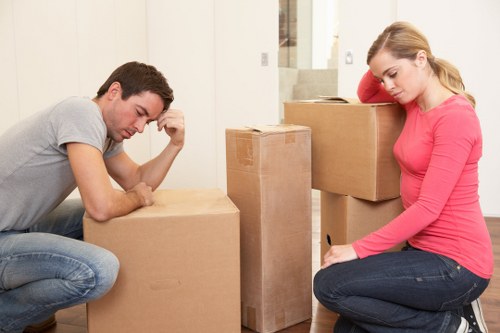 Checklist and packed boxes ready for a house move in Cranford